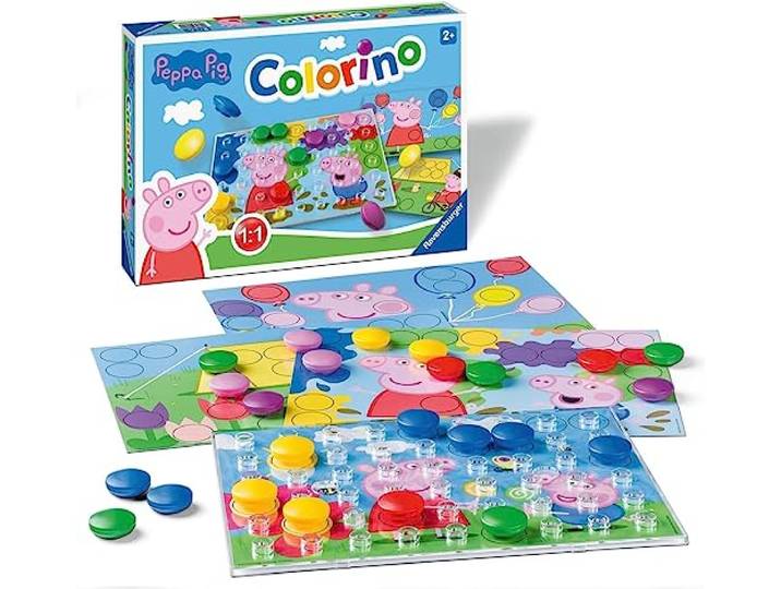 Ravensburger Verlag GmbH Ravensburger kinderspellen - 20892 - Peppa Pig Colorino, kinderspel om kleuren te leren, mozaïekplug-inspel, vanaf 2 jaar