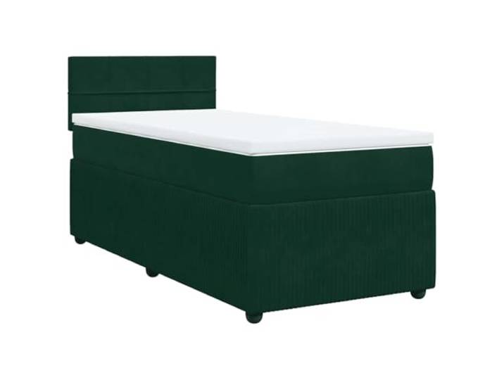 PUGYNBK Boxspringbett aus Samt, Dunkelgrün, 90 x 200 cm Taschenfederkernmatratze, abnehmbarer Matratzenschoner, Lattenrost, atmungsaktive Unterstützung