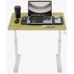 STILVORA Schreibtisch höhenverstellbar 90x80x60 cm Handkurbel Sitz Steh Arbeitsplatz kompakt Metall Holz Optik Naturholz für Home Office