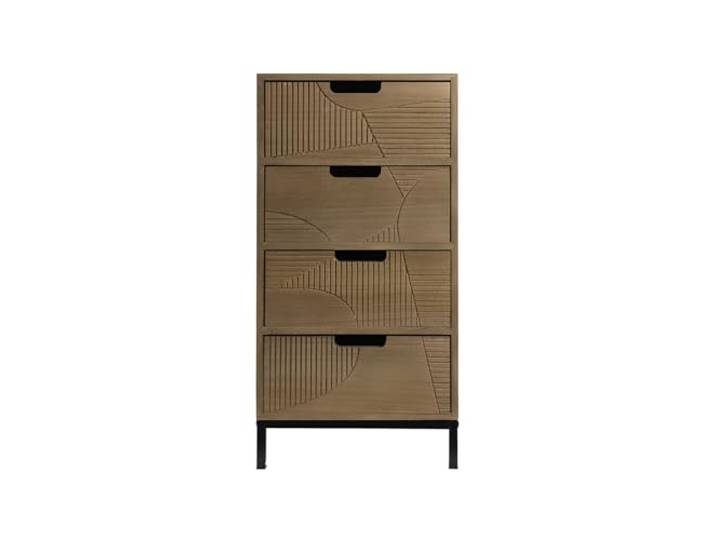 Rebecca Mobili Moderne Kommode, Kommode 4 Schubladen, Holz Metall, Schwarz Braun, für Badezimmer Eingang, Moderner Industrial Stil - Maße HxBxT: 67,5 x 35 x 30 cm - Art. RE6911