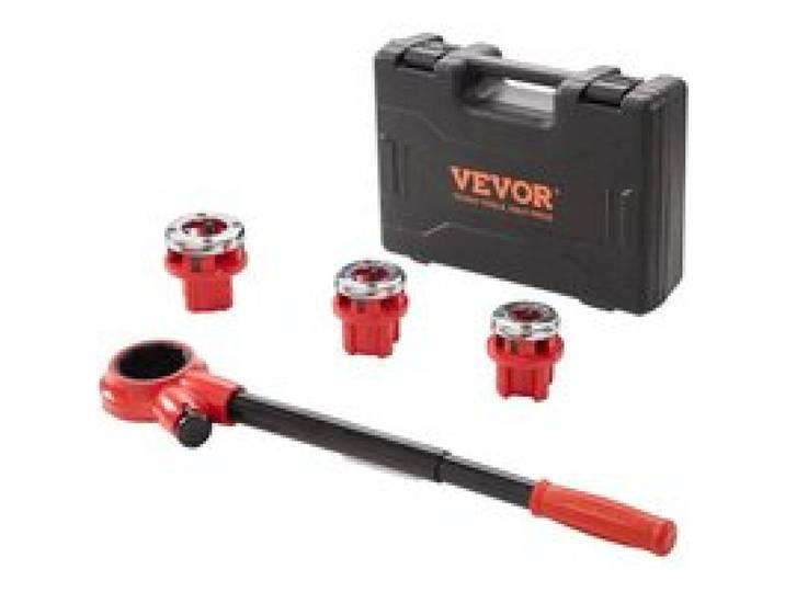 VEVOR Gewindeschneidkluppe Set, 1/2 Zoll NPT, 3/4 Zoll NPT, 1 Zoll NPT, Gewindeschneider, Rohrschneider Set mit 3 NPT-Matrizen, Aufbewahrungskoffer für verzinkte Aluminium-, Eisen- & Kupferrohre