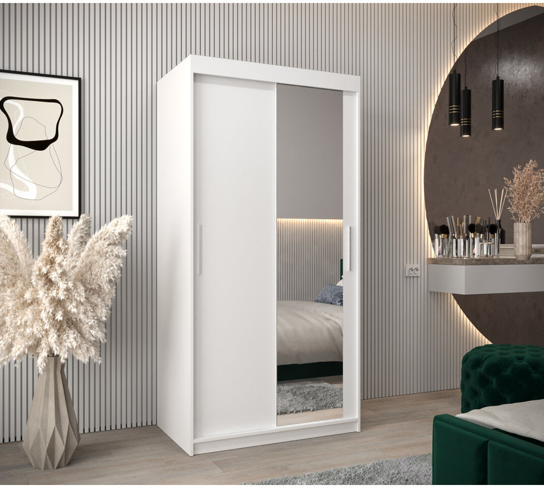 Latitude Run Etonbury 2 Door Wardrobe White Matt 100cm W X 62cm D