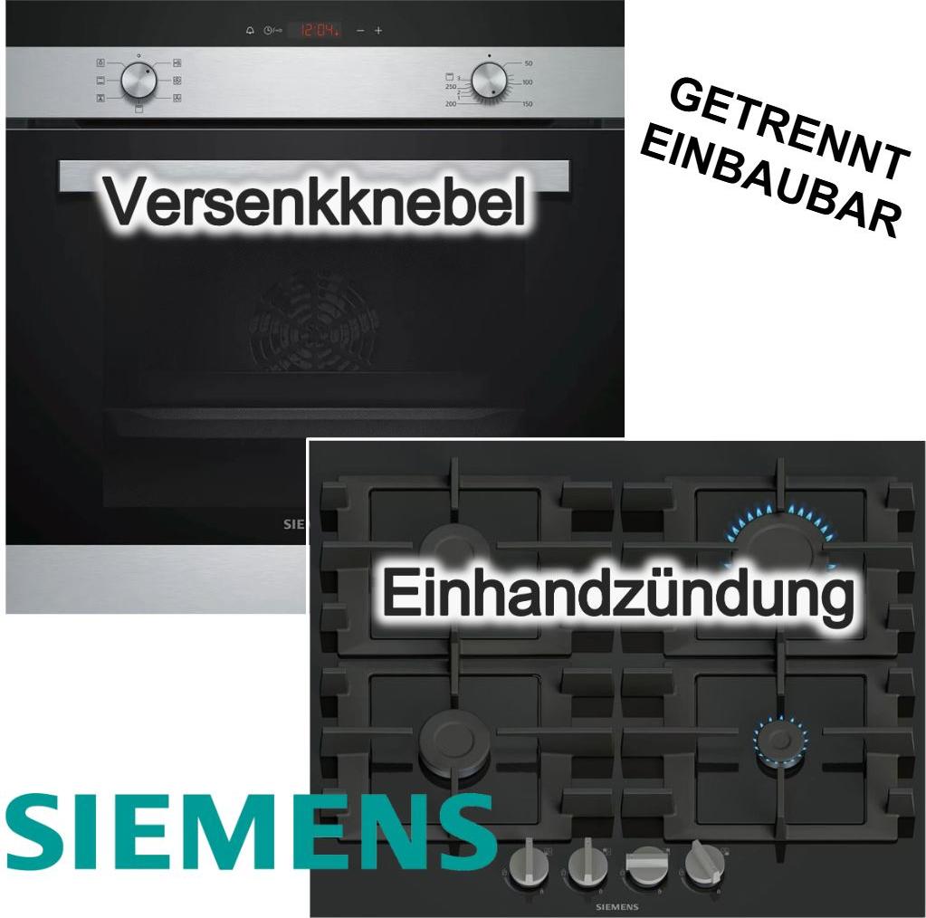 Herdset SIEMENS Backofen Edelstahl 66L 3D Heißluft Schnellaufheizung Gas Kochfeld