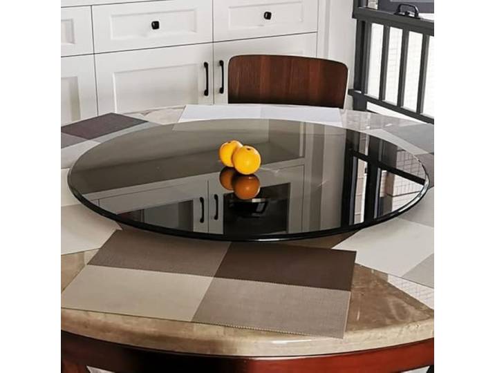 SMELEDFCFK Glas Lazy Susan Drehplatte Für Esstisch, Schwarz Runder Drehscheibe 60 70 80 90 100cm, Großer Glas Drehteller Tischplatte Servierteller, Einfach Zu Säubern(100cm(40in))