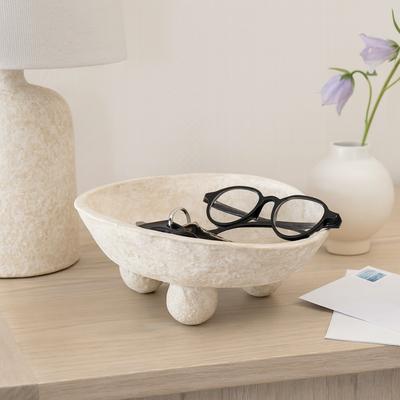 Sagebrook Home Decorative Textured Bowl with Triple-Sphere Feet Base