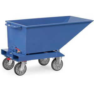 Fetra Kippbehälter Muldenkipper 4701A, für Stapler, für Späne, 0,25 m³, blau, 750 kg, mit Rollen