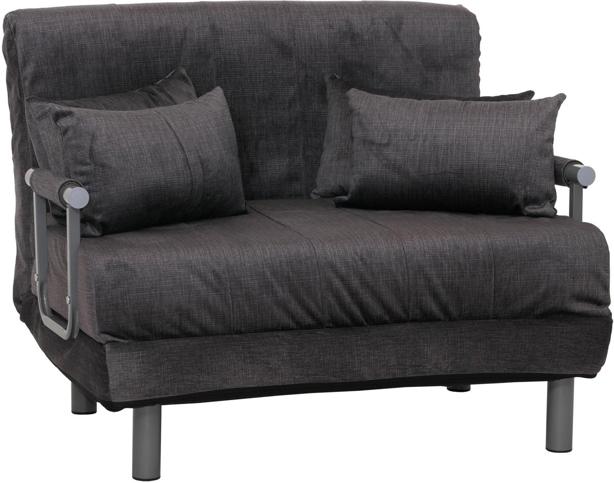 MCW-K29 Fauteuilbed donkergrijs, opklapbare fauteuil slaapbank van chenille stof met ligoppervlak 190 x 100 cm