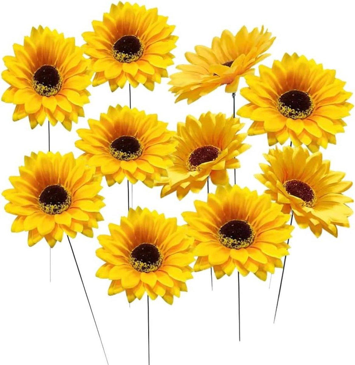 Set van 10 gele kunstbloemen zonnebloemen voor tuindecoratie