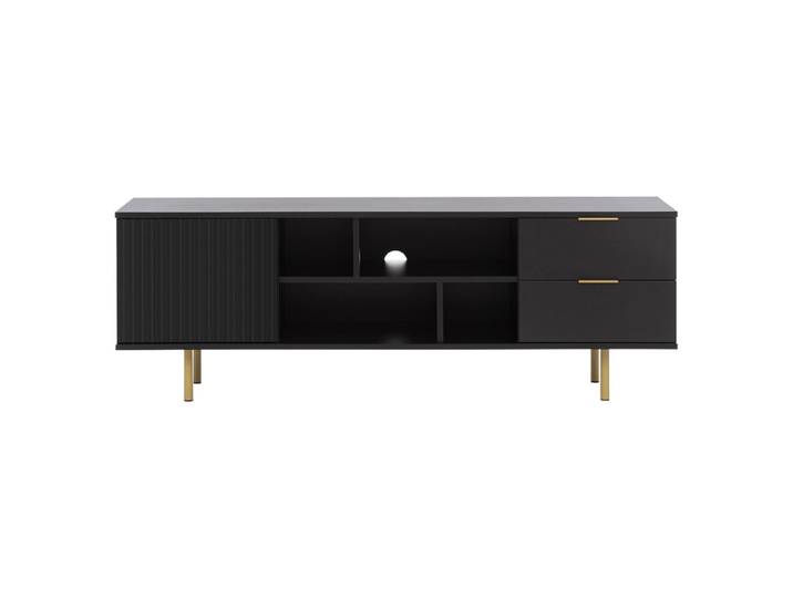 Meuble tv noir 4 niches et 2 portes noir