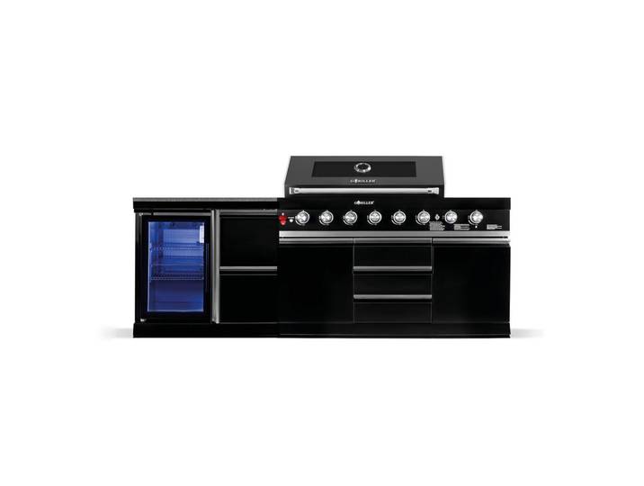 Goriller Outdoorküche Goriller® Bb-S4 mit 8-Brennern, Schwarz Hochglanz, Metall, Rund, 33,700 W, 230x90x58 cm, Grills, Gasgriller