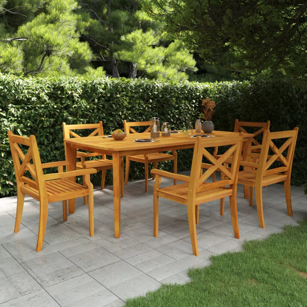 ClassicLiving Basquez Square Acacia Solid Wood Outdoor Dining Table - 85 cm W 85 cm D Brown 75cm H x 200cm L
