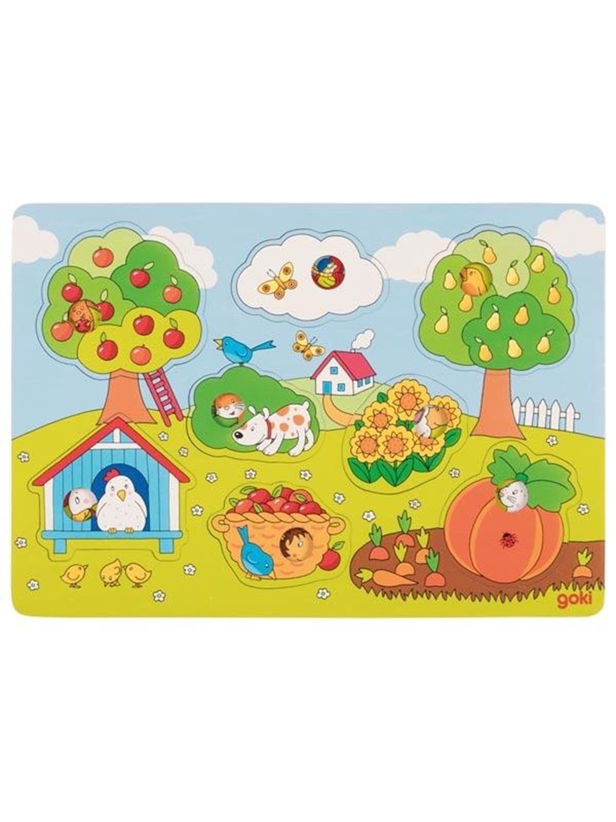 Goki Wooden Background Shape Puzzle in the Garden 8 pcs. Holz