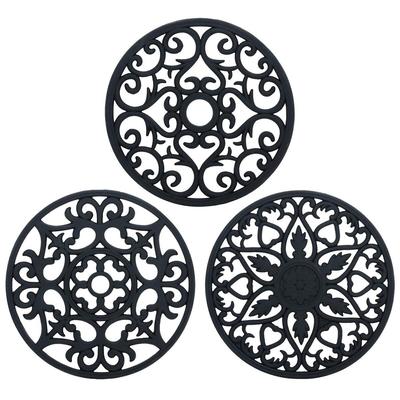 Intirilife 3-teiliges Silikon Untersetzer Set in Schwarz - 19.5 cm - Antihaft Topf Untersetzer Rutschfest
