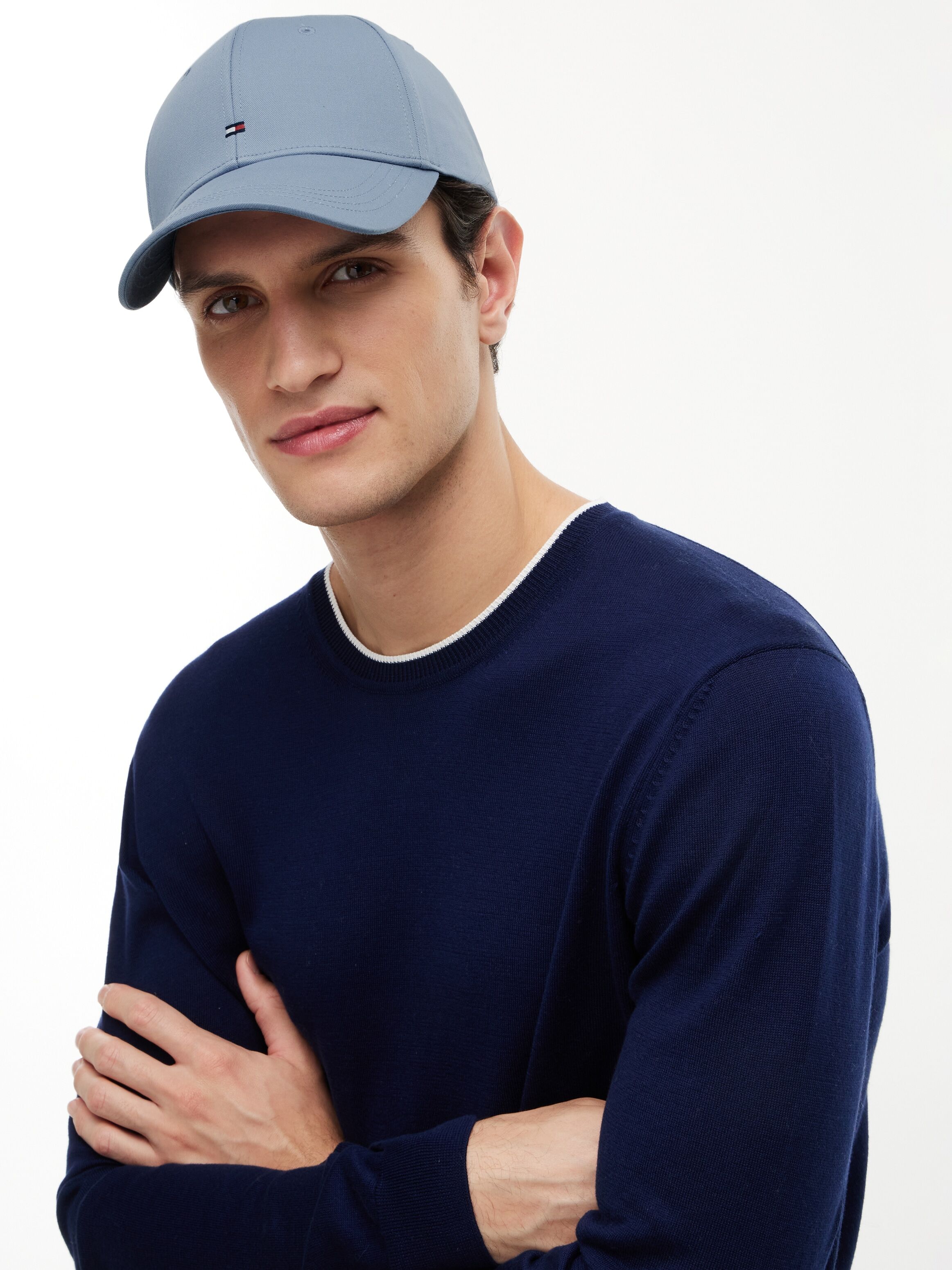 Baseball Cap TOMMY HILFIGER "TH FLAG COTTON 6 PANEL CAP", brisk blau, Web, Baumwolle, Caps Baseball Cap, Klemmverschluss, Logoprägung UNISEX