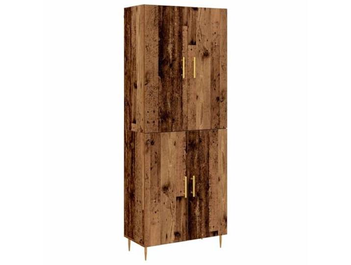 TEKGHUT Highboard Altholz 69,5 x 34 x 180 cm Holzwerkstoff Freistehend, rechteckig, Messinggriffe mattes Finish, konische Beine, Wohn- und Esszimmer, Bücher Deko Geschirr