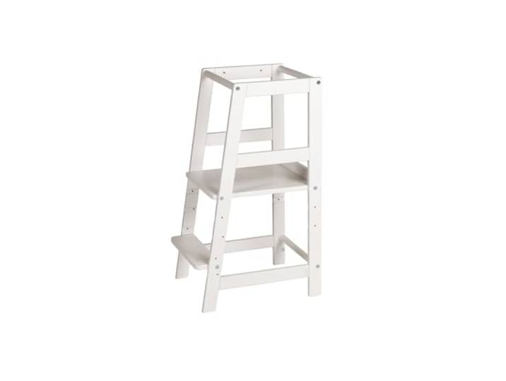 Schardt - Lernturm Fabi - Lernturm für Kinder Weiß lackiert - Entdeckerturm aus Buche massiv - 3 Fach höhenverstellbare Trittfläche - Belastbar bis 60 kg - Steherhöhung - H: 85cm,B: 41cm,T: 48cm
