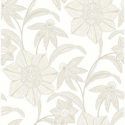 A-Street Prints Star Flower Beige Floral Trail Wallpaper
