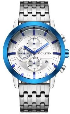 Everyday Crate OCHSTIN 7248 Mens Stainless Steel Watch Multifunctional Quartz Business Dress Watch silver Blue