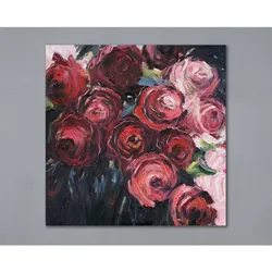 La Casa »Rote Rosen« Ölbild handbemalt 110x110 cm auf Leinwand