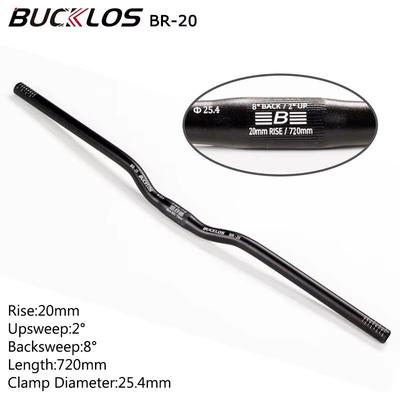 BUCKLOS ProFit Alloy MTB Handlebar Choose 31.8 Mm Or 25.4 Mm Clamp, 620 660 720 780 Mm Width 25.4 720 20mm black