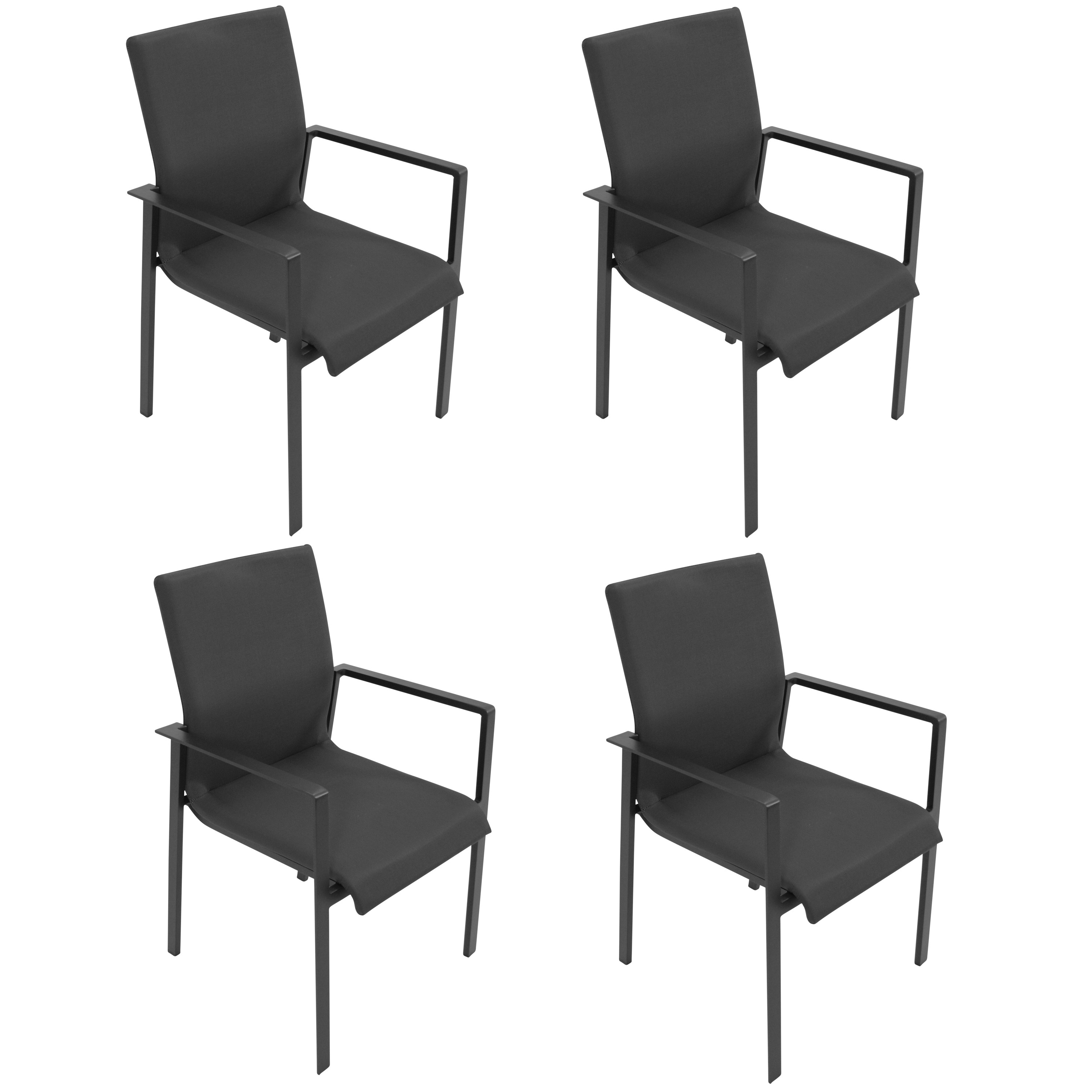DEGAMO Gartensessel ALMADA Alu + Gewebe schnelltrocknend grau, 4 STÜCK