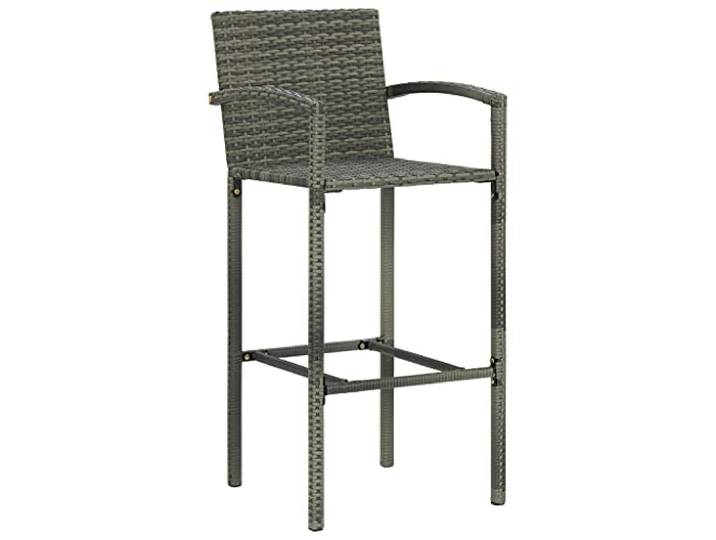 UYPTERF Barhocker 4 STK. Grau Poly Rattan Poly Rattan,Stahlrahmen pulverbeschichtet,Armlehnen,integrierte Fußstütze,Leichtbauweise,Montageanleitung