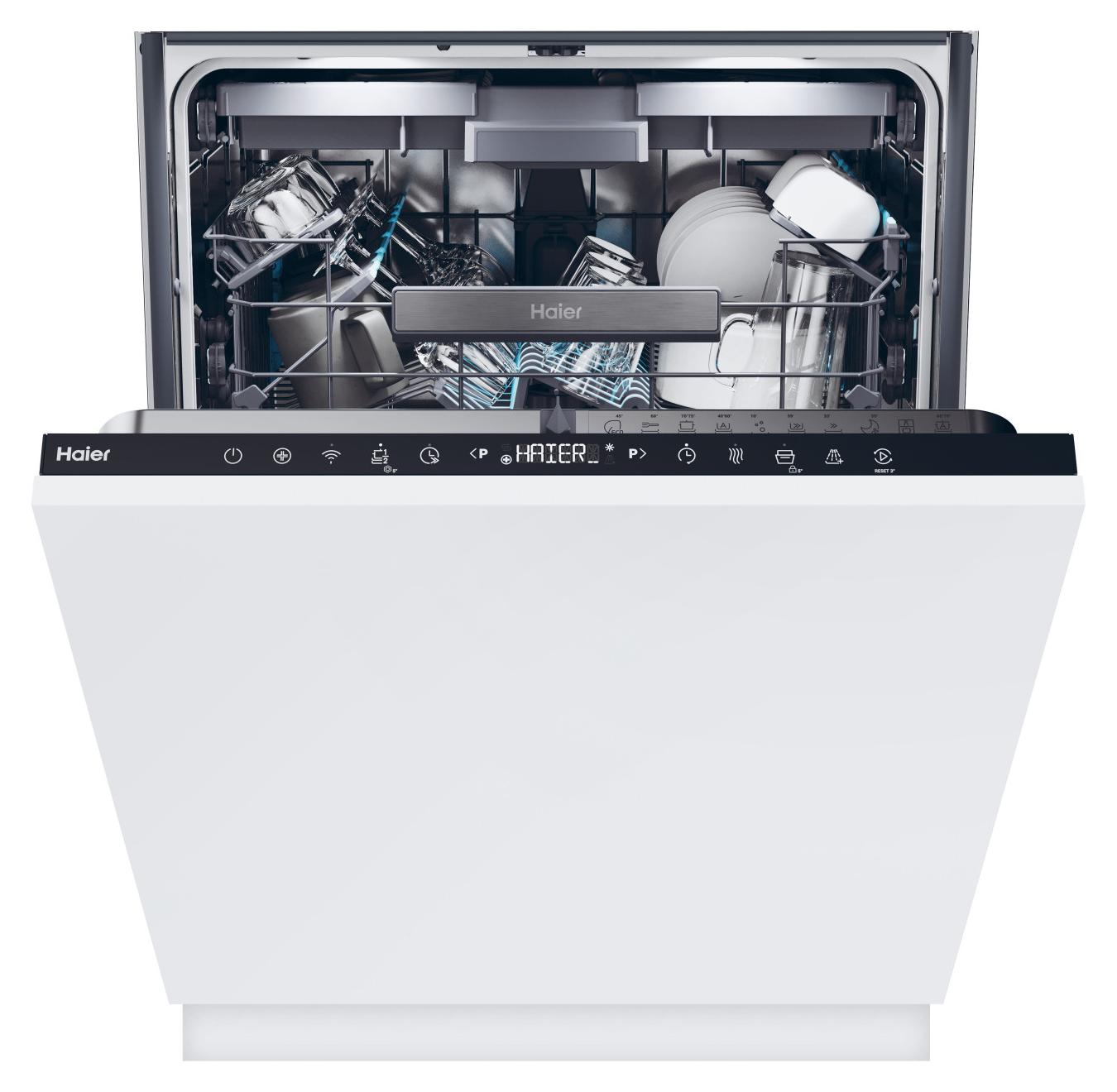Haier Washlens Plus XI 6B0S3FSB, Voll integriert, Standardgröße (60 cm), Weiß, Touchsteuerung, LED, höher