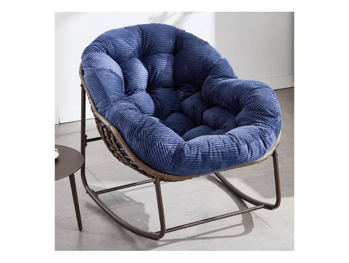 LuxusKollektion Schaukelstuhl Papasan Schaukelstuhl Blau