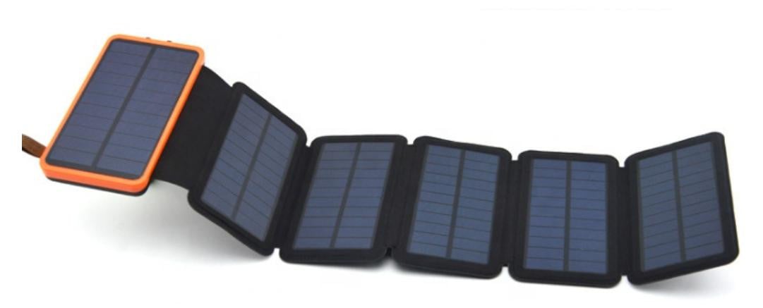 BOT Zonnepaneel Powerbank SP1 met 6 panelen, 20000mAh, zwart