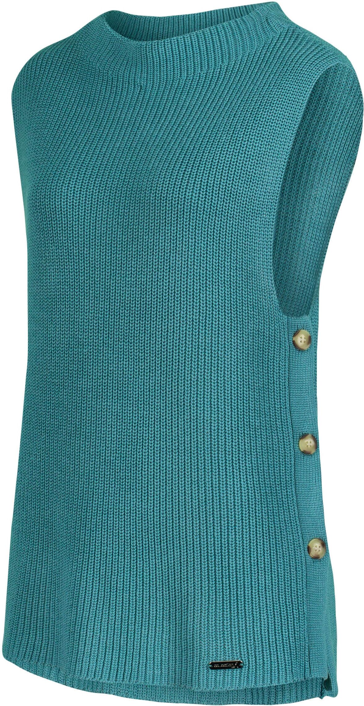 Pullunder WITT "Pullunder Pullunder mit Zierknopfleiste", Damen, Gr. 40, grün (ozean), Sportlich, Pullover Pullunder