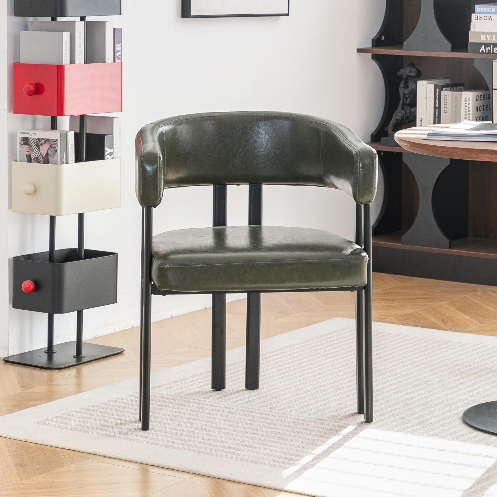 STILVORA Eetkamerstoel met kunstlederen bekleding, armleuningen en metalen frame