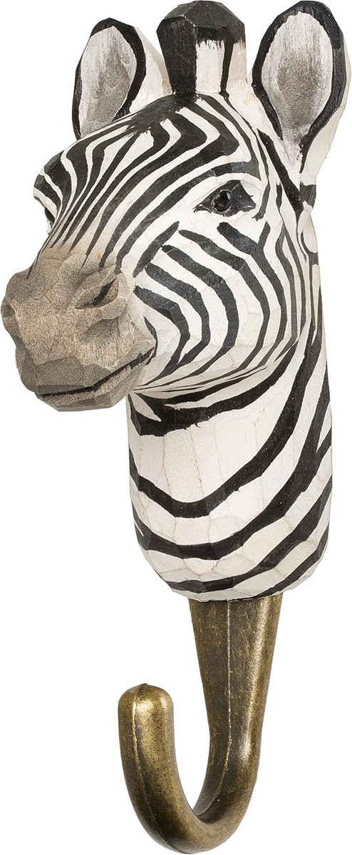 Houten Wandhaak Dieren Zebra - Handgemaakt en Stevig Ophangsysteem voor Volwassenen
