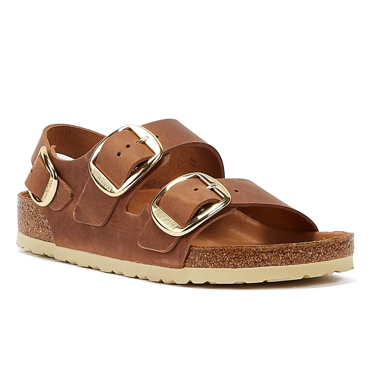 Birkenstock Milano Birki Buck Leder Damen Sandalen Cognac
