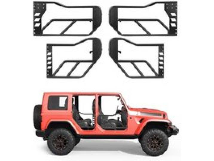 VEVOR Jeep Rohrrahmentüren 4-türig Kompatibel mit Jeep Wrangler JK Unlimited (2007–2018) Offroad-Halbtüren aus Legiertem Stahl für Vorne und Hinten mit Aufbewahrungstasche Gummipuffern Scharnieren