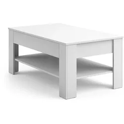 Vicco Couchtisch mit Schublade Beistelltisch Kaffeetisch 92,2 x 65 cm Weiß
