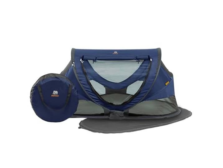 Deryan Baby & Kinder Reisebett mit Matratze - ab Geburt bis 4,5 Jahre, Pop Up Kleinkindbett Babyzelt in 2 Sekunden aufgestellt, inkl. Moskitonetz & Reisetasche, Schnell & Kompakt Faltbar, Navy