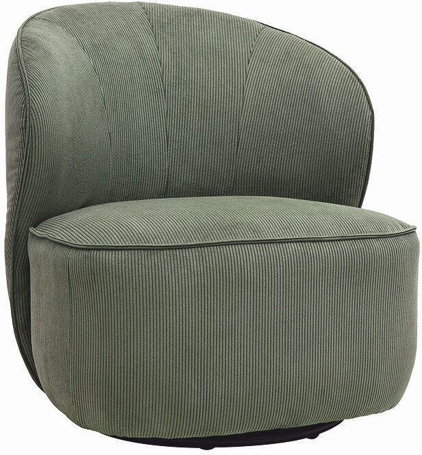 Miliboo Drehbarer Design-Sessel aus geripptem Samtstoff in Khaki-Grün AMBER