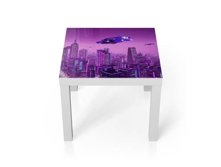 DEQORI Couchtisch 'Futuristische Metropole', Glas Beistelltisch Glastisch modern