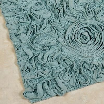 Home Weavers Inc Bellflower Rectangle Bath Rug 34 x 21, 34 x 21, Aqua