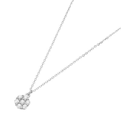 Goldkette LUIGI MERANO "Mittelteil Blüte mit Zirkonia, Gold 375", weiß, Halsketten, Herren, 45cm, Weißgold 375, Goldkette