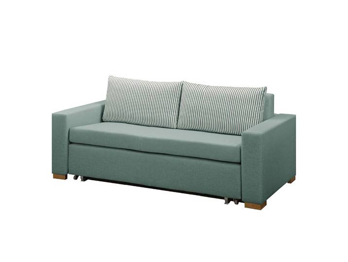 Schlafsofa Basic Grün/Mint Webstoff Sari / Webstoff Habren 193cm mit Schlaffunktion Skandi