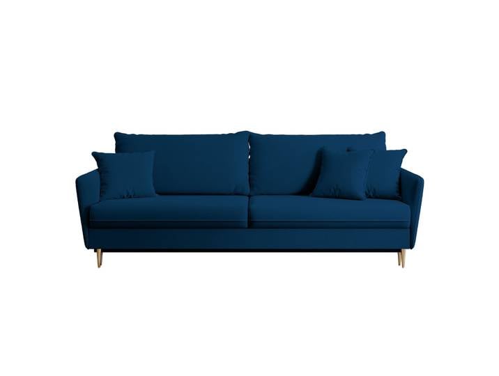 Dreisitziges ausklappbares Sofa Volio in Samtvelours, marineblau,
