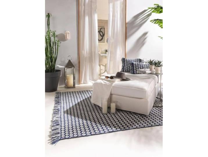 benuta Pure Teppich aus recyceltem Material Morty - Dunkelblau 200x300 cm - Kunstfaser, Recyceltes Material - Rechteckig & im Style: Geometrisch, Boho-Style, Ethno-Style, Hygge & Cozy - Pflegeleicht