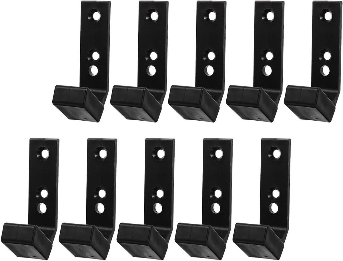 Set van 10 zwarte squat rack haken voor efficiënte opslag van halterrekken