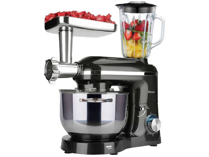 Zilan Küchenmaschine, 1400 W, 5,5 l Schüssel, 3 in 1 (Küchenmaschine+Standmixer+Fleischwolf)