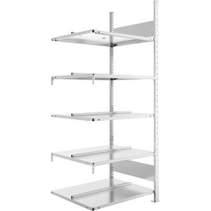 META Anbauregal 200178015, Aktenregal, 5 Ordnerhöhen, 75 x 185 x 60cm, silber