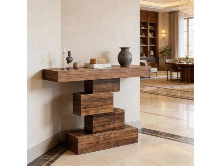 Table Console campagne asymétrique - meuble d'entrée essentiel - meuble de couloir - MDF - 108x30x80cm