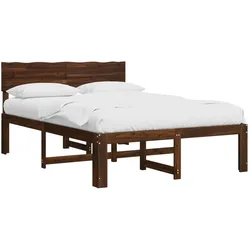vidaXL, Bett, Doppelbettgestell mit Kopfteil ROSTOCK Dunkelbraun 150 x 200 cm (150 x 200 cm)
