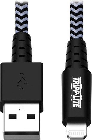 Eaton Tripp Lite USB-A naar Lightning synchronisatie- en oplaadkabel, MFi-gecertificeerd, 3 meter, Zwart/Wit