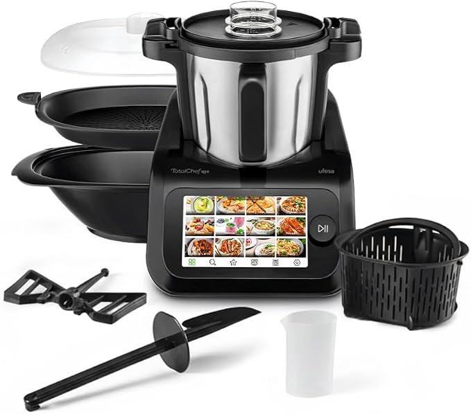 TotalChef RK6 Intelligenter Multifunktions?Küchenroboter, 7" Digitaldisplay, WLAN, 30 Funktionen, Edelstahlbehälter, 3,5 L Kapazität, Integrierte Waage, 15 Programme, Zubehör